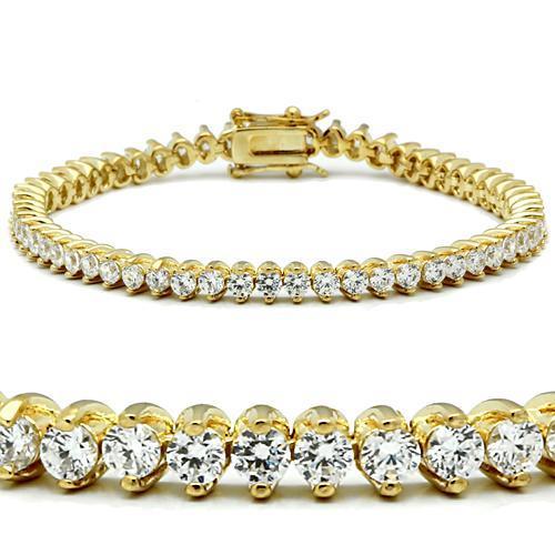 Gold Brass Bracelet with AAA Grade CZ in Clear
