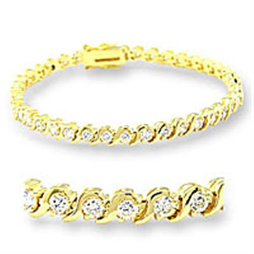 Gold Brass Bracelet with AAA Grade CZ in Clear