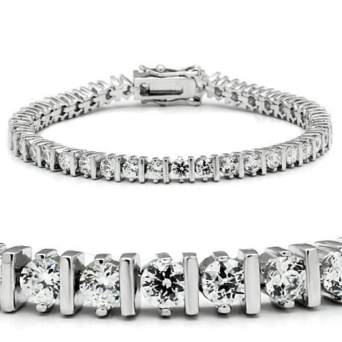 Rhodium Brass Bracelet with AAA Grade CZ in Clear