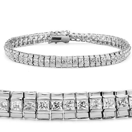 Rhodium Brass Bracelet with AAA Grade CZ in Clear