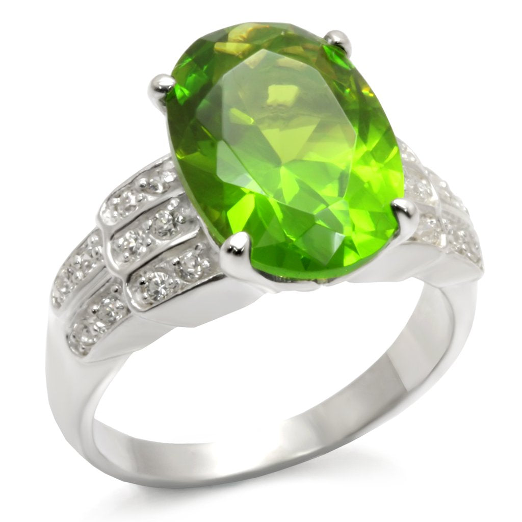 Polished 925 Sterling Silver Ring with Synthetic in Peridot
