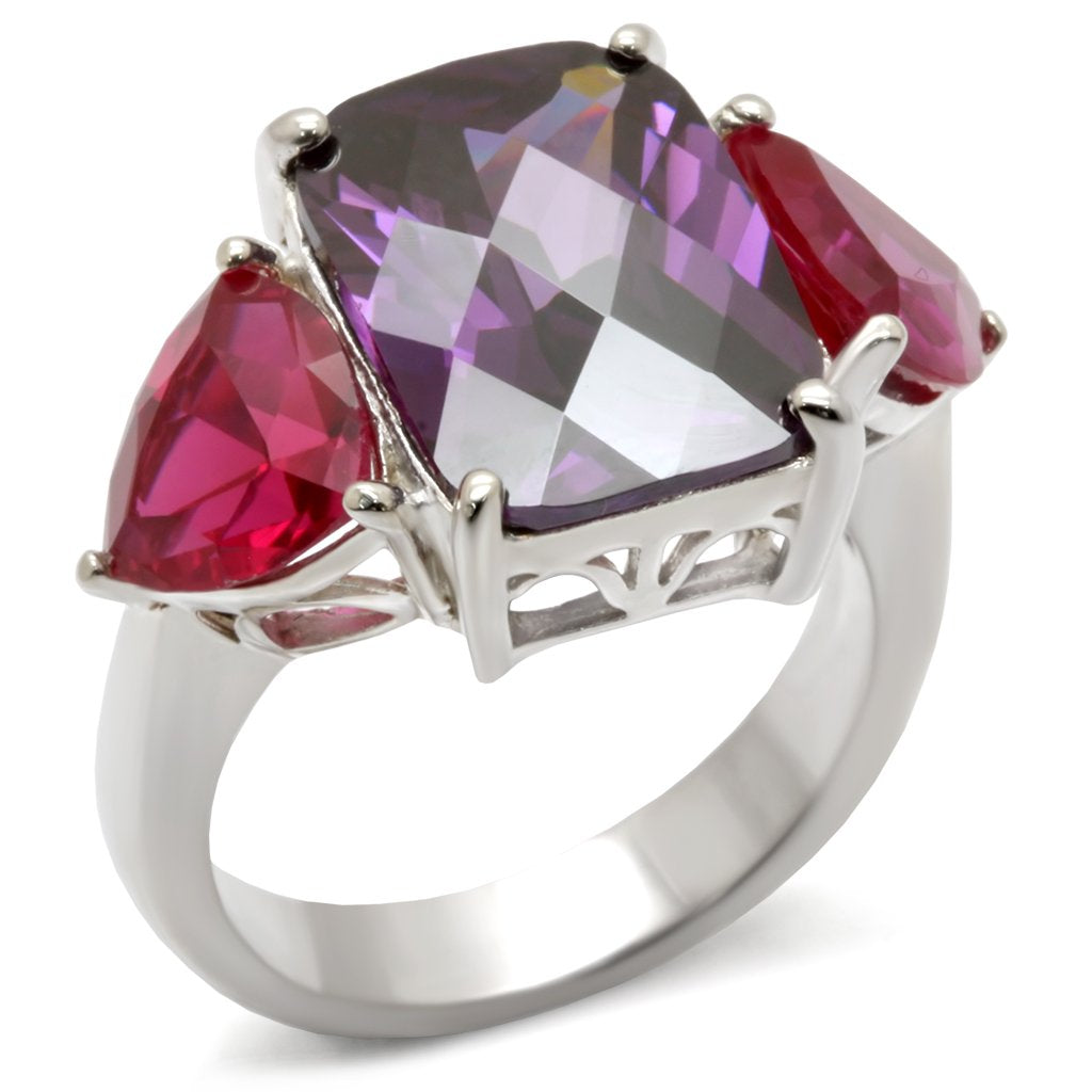 925 Sterling Silver, AAA CZ , Amethyst - 49702