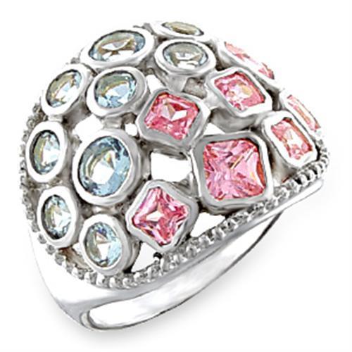 High-Polished 925 Sterling Silver Ring with AAA Grade CZ in Multi Color