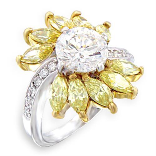 Reverse Two-Tone 925 Sterling Silver Ring with AAA Grade CZ in Topaz