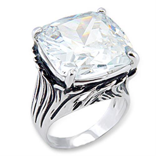 Rhodium Brass Ring with AAA Grade CZ in Clear