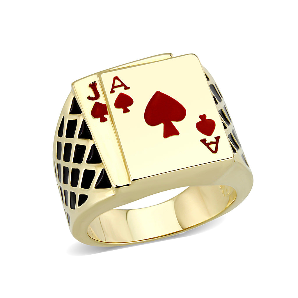 Brass Ring with Epoxy in Red Gold Plated