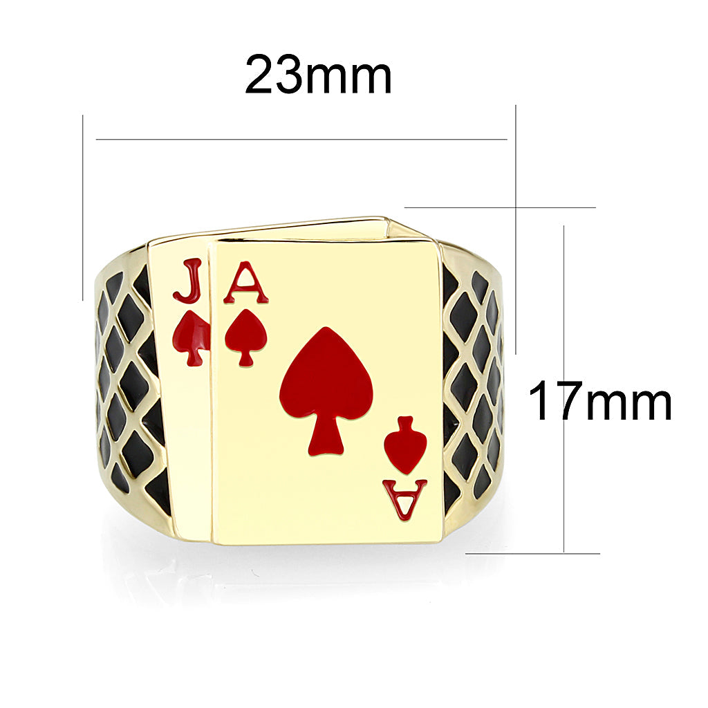 Brass Ring with Epoxy in Red Gold Plated