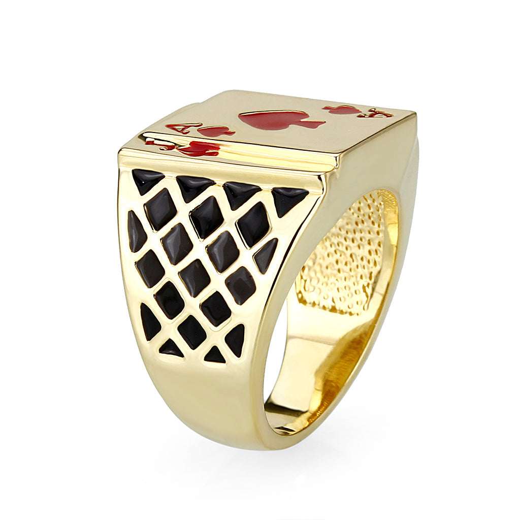 Brass Ring with Epoxy in Red Gold Plated