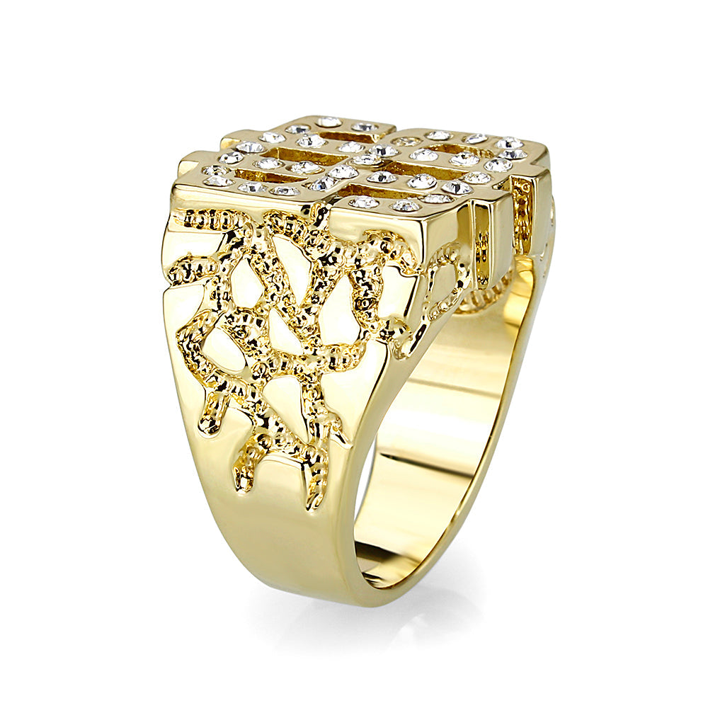 Brass Ring with Top Grade Crystal in Clear Gold Plated