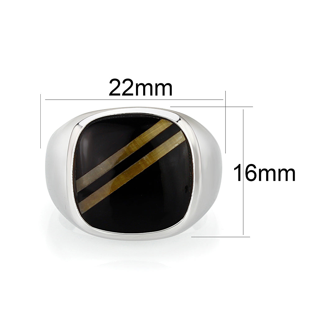 Brass Ring with Epoxy in Jet Rhodium Plated