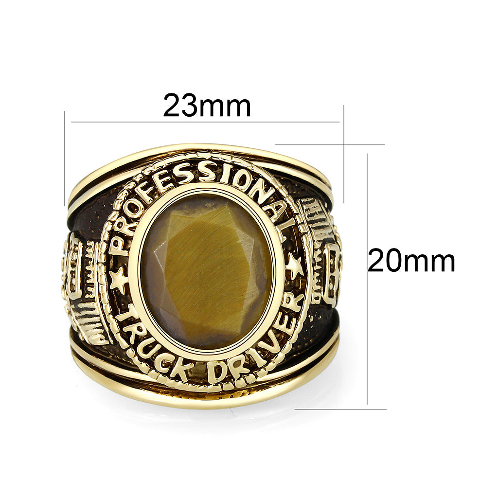Ion Gold Plated Brass Ring with Tiger Eye Stone