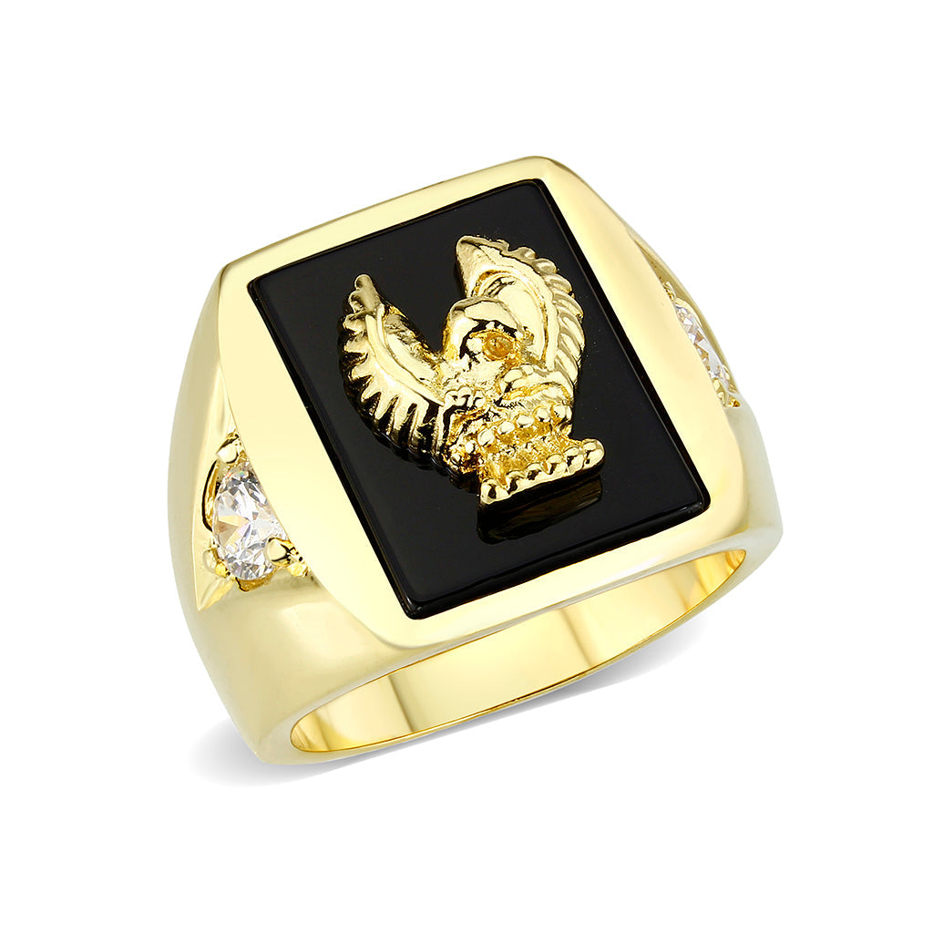 Ion Gold Plated Brass Ring with Black Epoxy