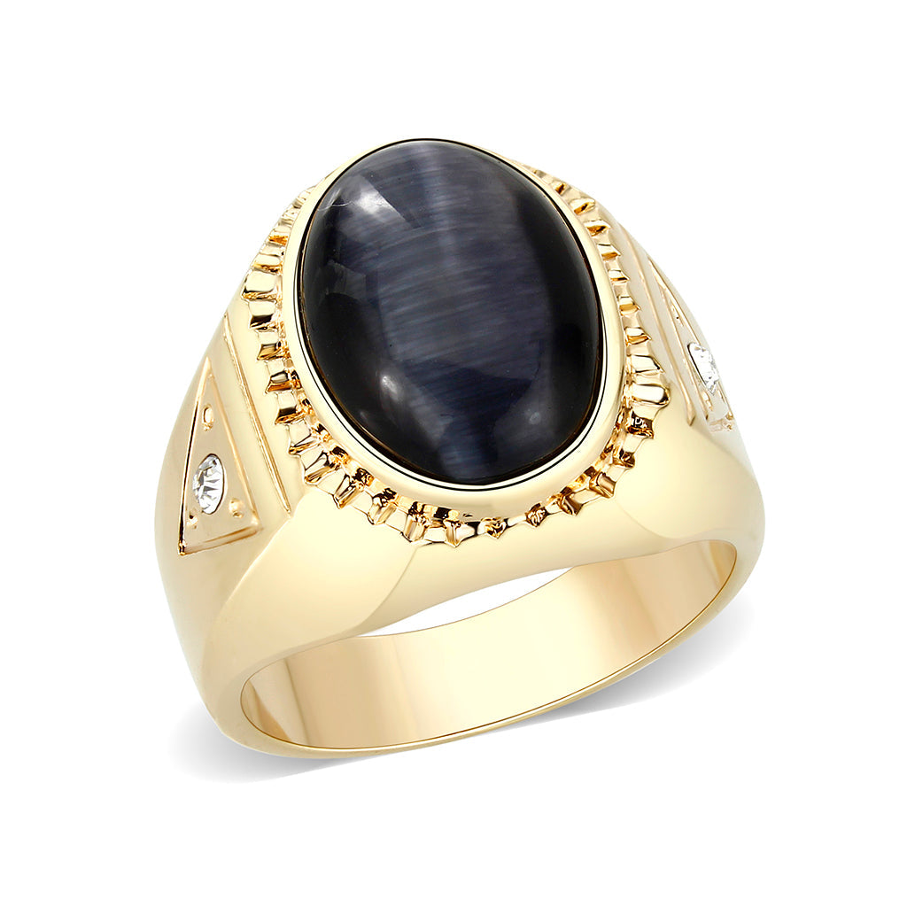 Ion Gold Plated Brass Ring with Black Onyx