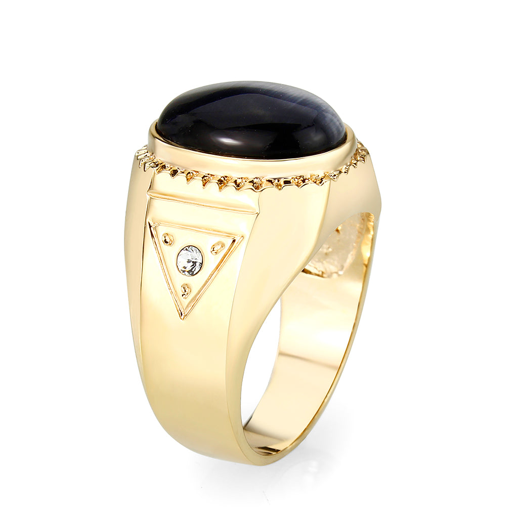 Ion Gold Plated Brass Ring with Black Onyx