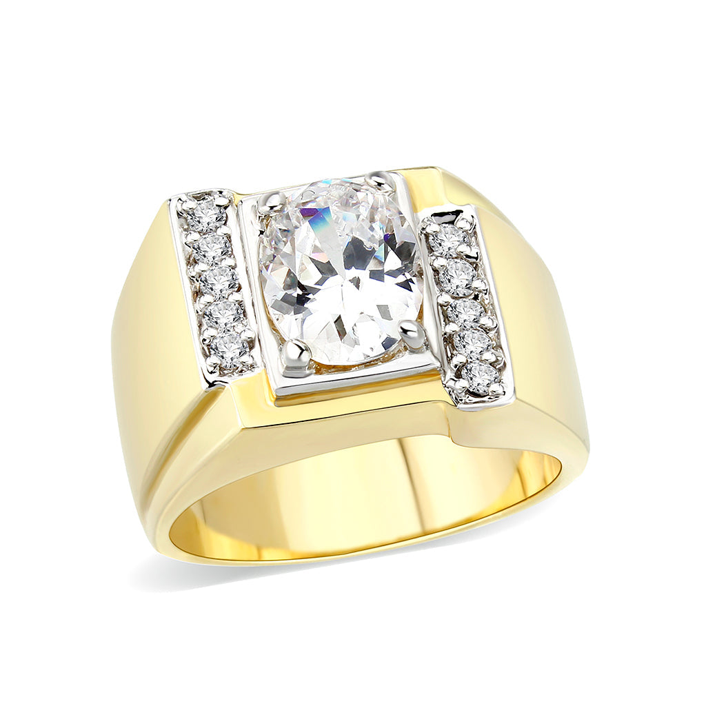 Ion Gold Plated Brass Ring with Clear CZ