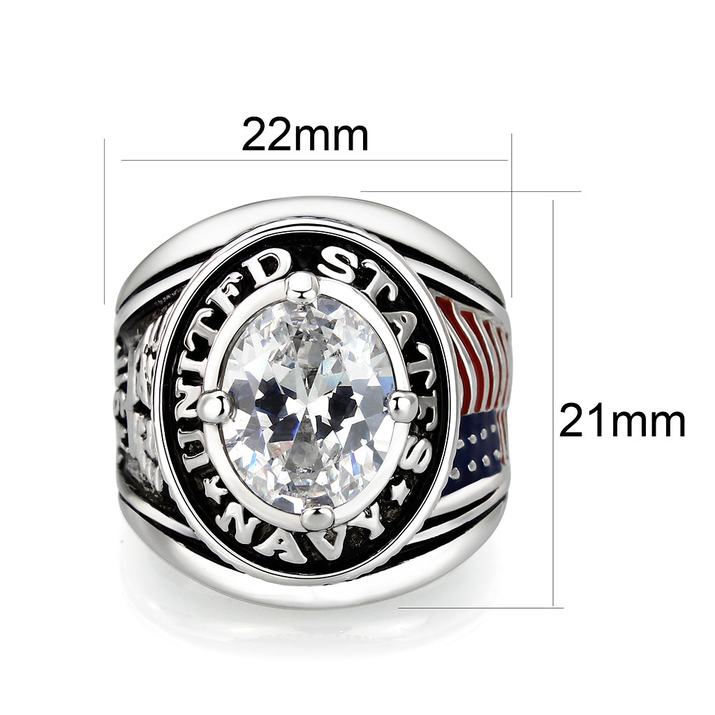 Rhodium Plated Brass Ring with Clear CZ