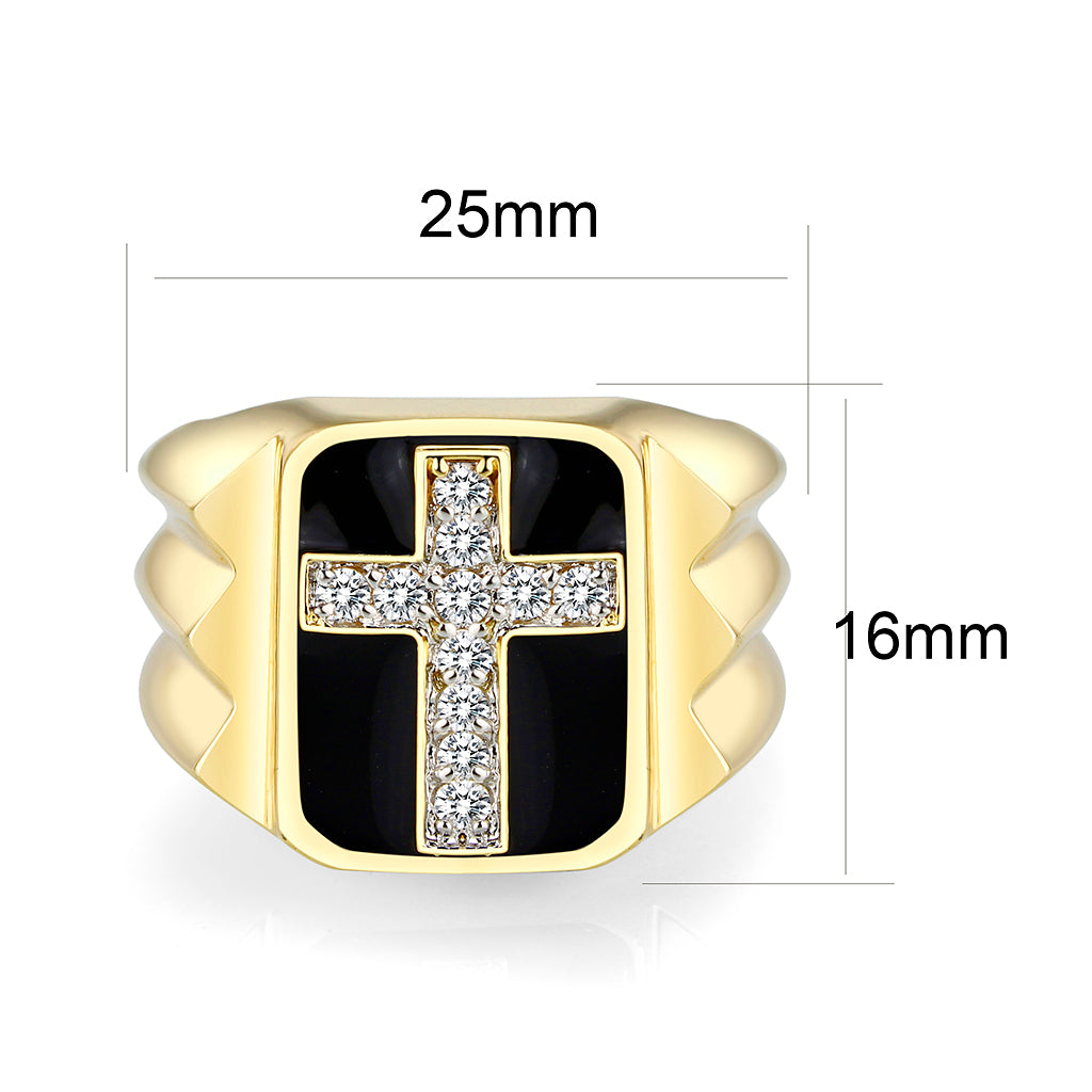 Ion Gold Plated Brass Ring with Clear CZ