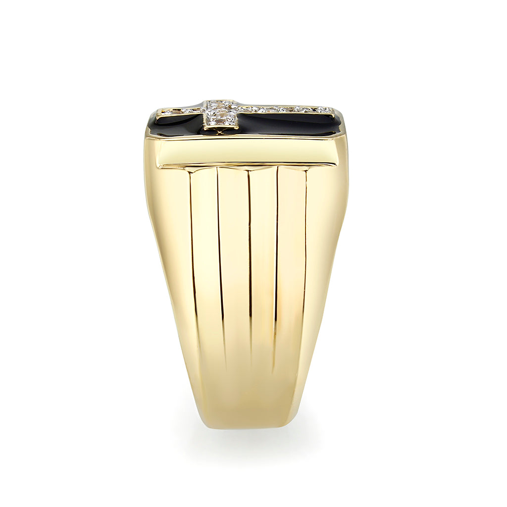 Ion Gold Plated Brass Ring with Clear CZ