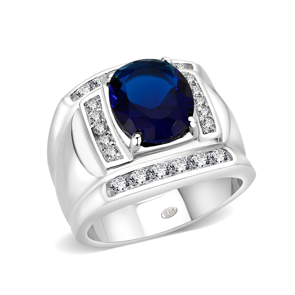 Rhodium Plated Brass Ring with Synthetic Glasses Montana