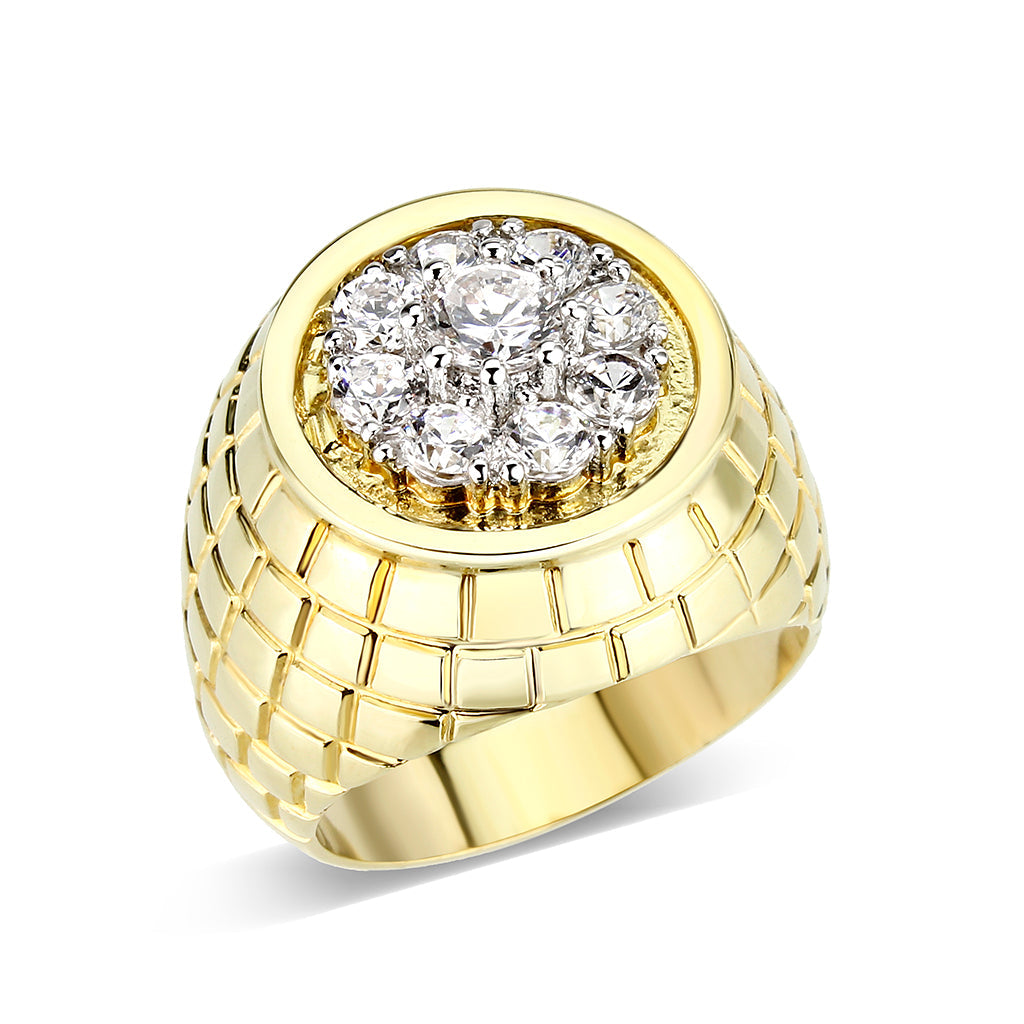 Ion Gold Plated Brass Ring with CZ Clear