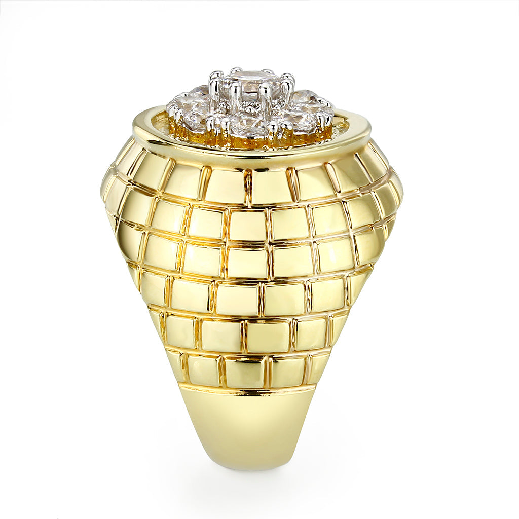 Ion Gold Plated Brass Ring with CZ Clear