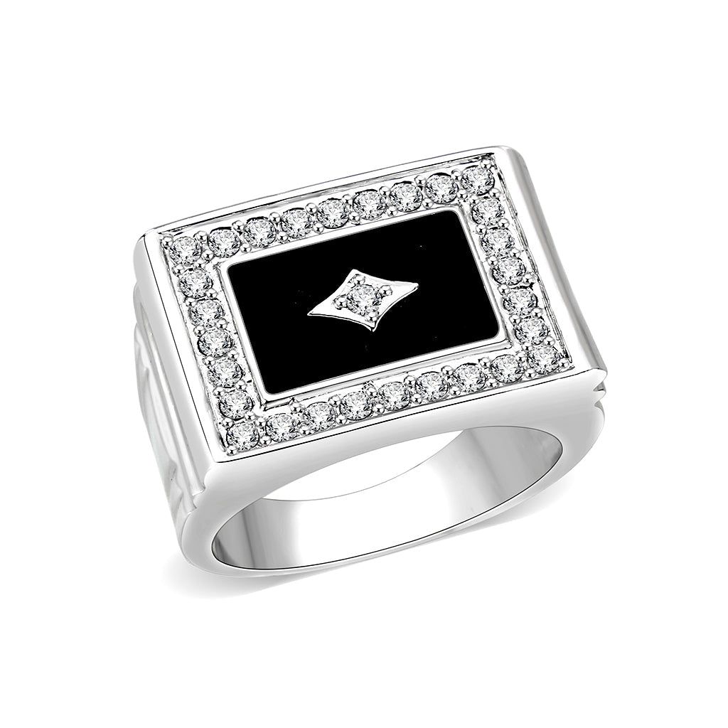 Rhodium Plated Brass Ring with Epoxy