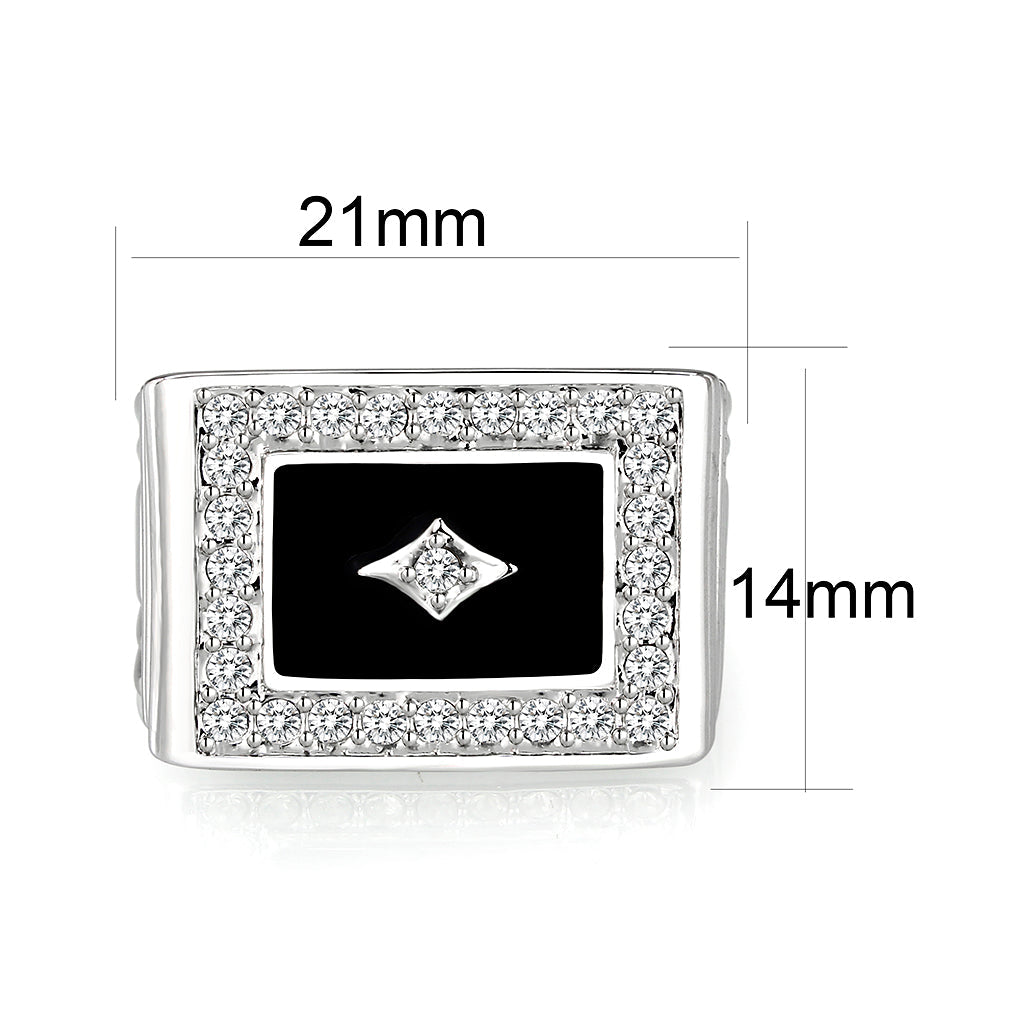 Rhodium Plated Brass Ring with Epoxy