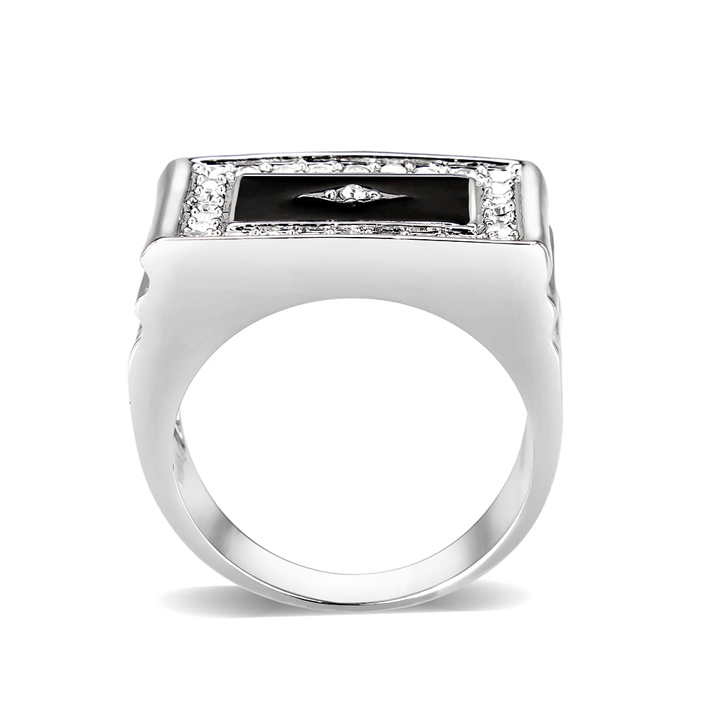 Rhodium Plated Brass Ring with Epoxy