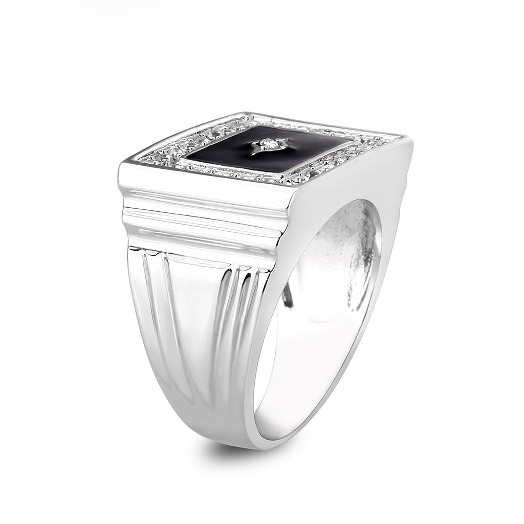 Rhodium Plated Brass Ring with Epoxy