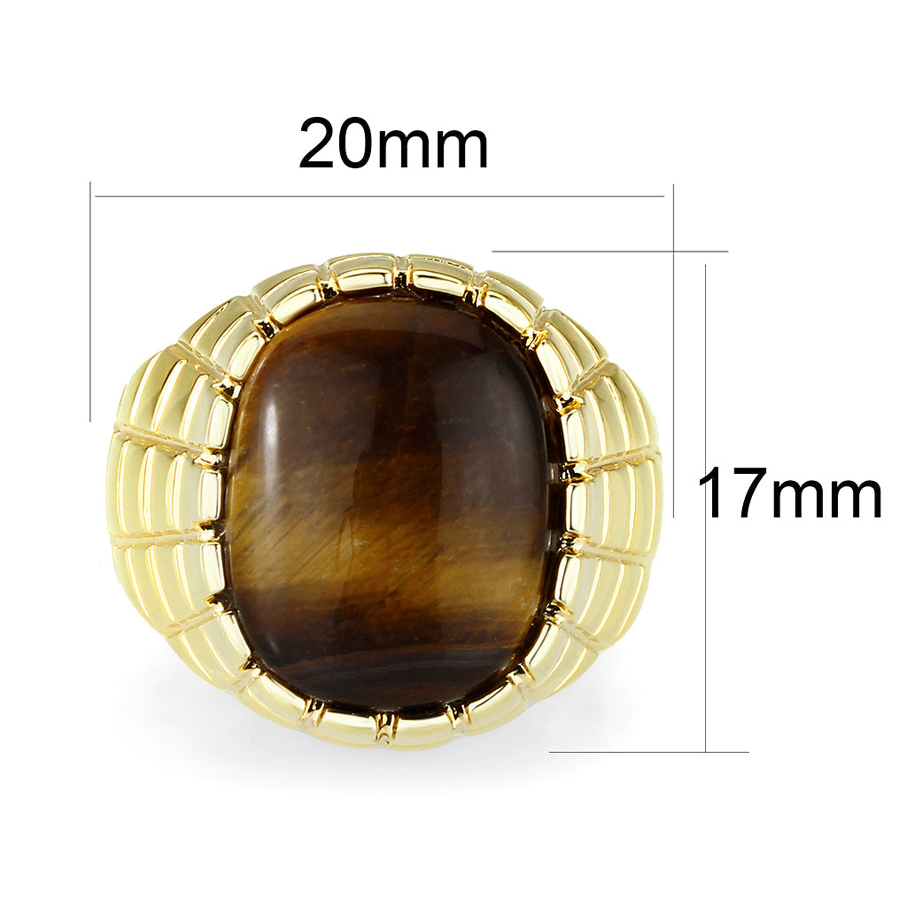 IP Gold(Ion Plating )Brass Ring with Tiger Eye