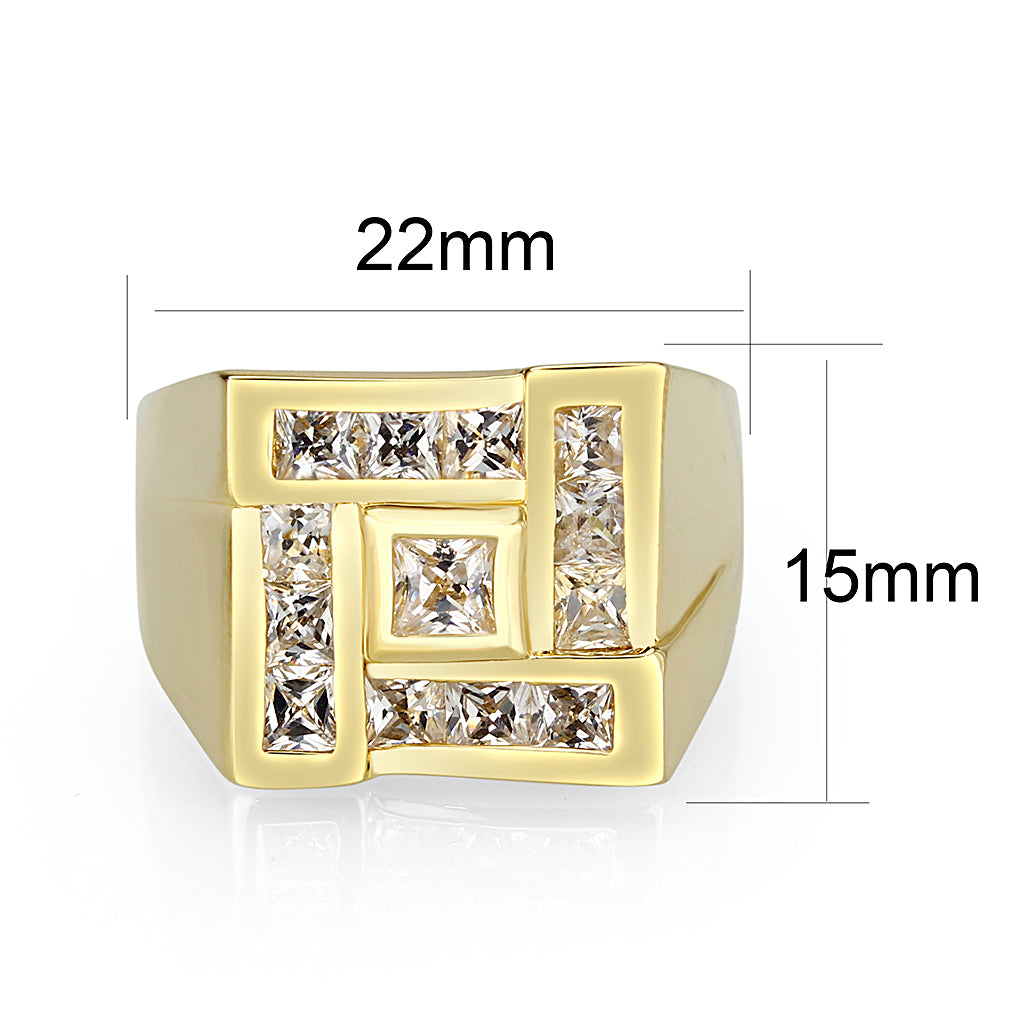 Ion Gold Plating Brass Ring with AAA Grade CZ in Clear