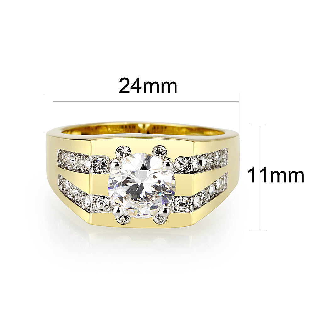 Ion Gold Plating Brass Ring with AAA Grade CZ in Clear