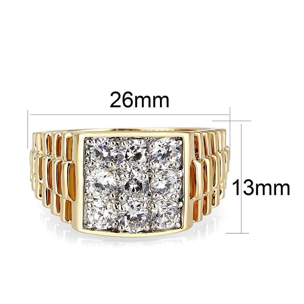Ion Gold Plating Brass Ring with AAA Grade CZ in Clear