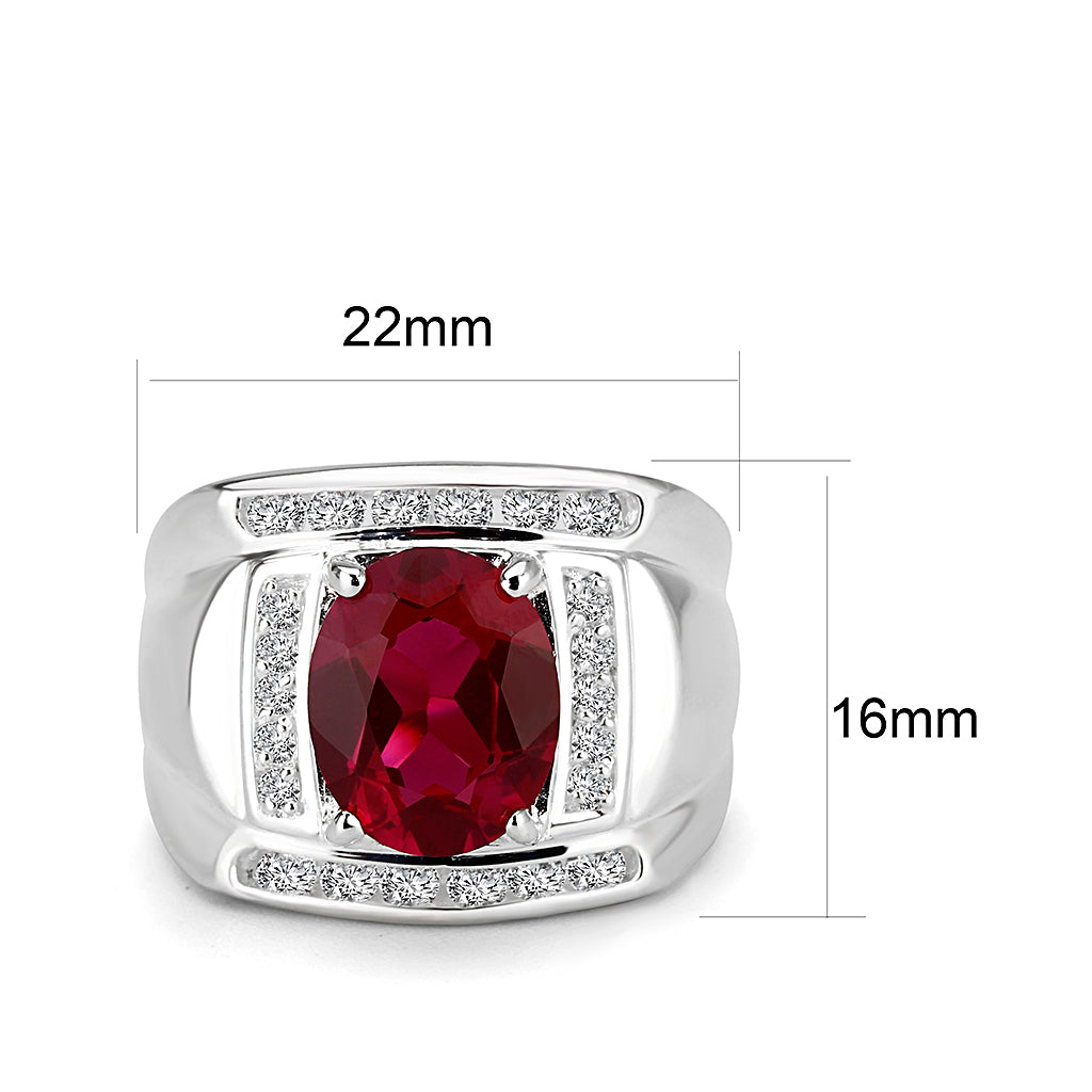 Sterling Silver Ring with CZ in Red No Plated