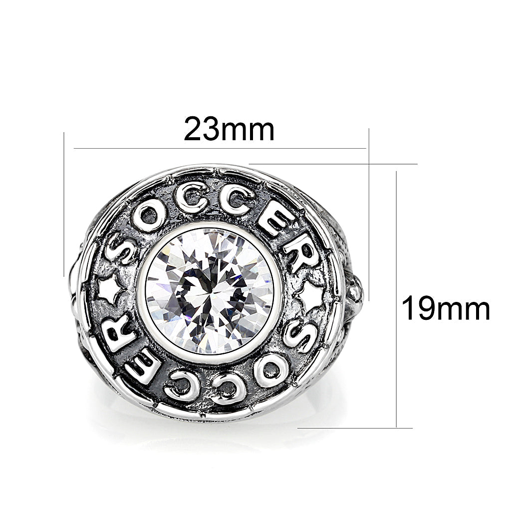 Sterling Silver Ring with AAA Grade CZ in Clear High Polished(No Plated)