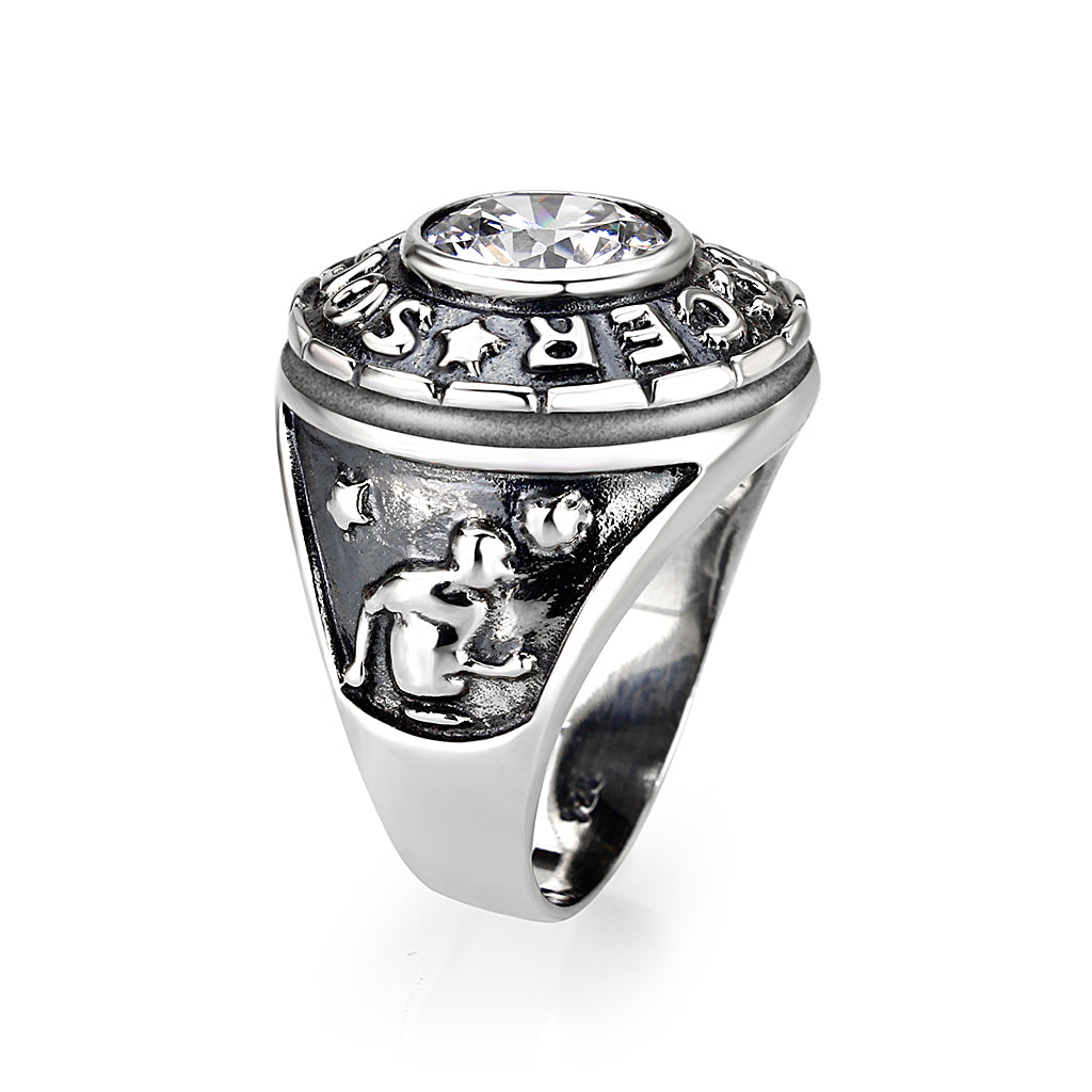 Sterling Silver Ring with AAA Grade CZ in Clear High Polished(No Plated)