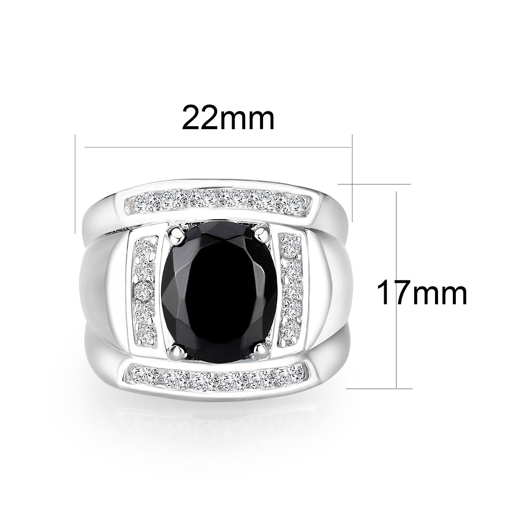 Sterling Silver Ring with AAA Grade CZ High Polished(No Plated)