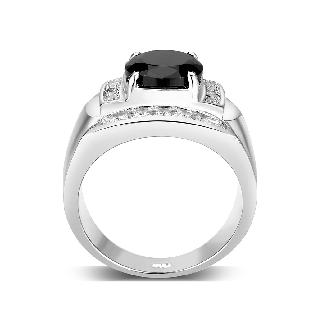 Sterling Silver Ring with AAA Grade CZ High Polished(No Plated)