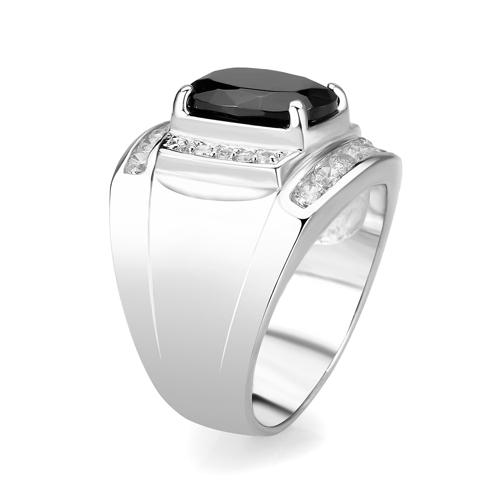 Sterling Silver Ring with AAA Grade CZ High Polished(No Plated)