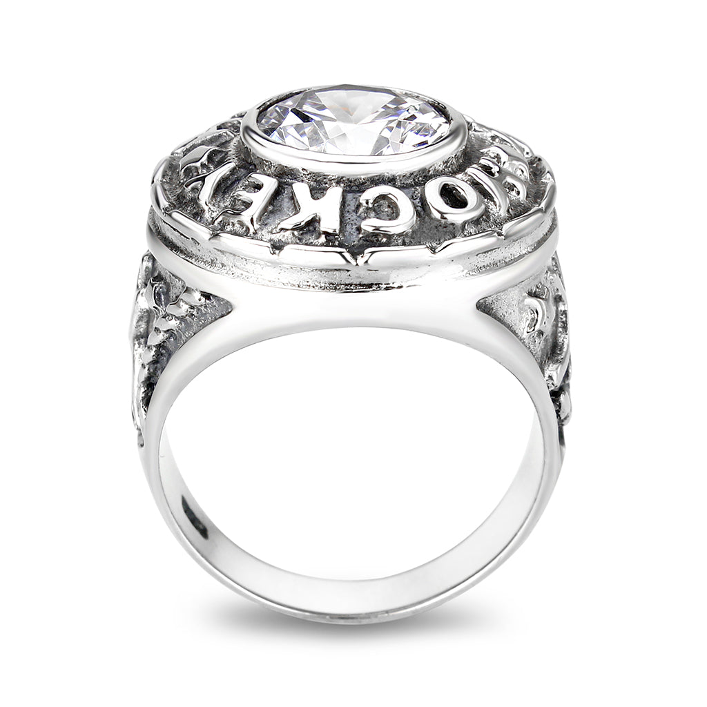 Sterling Silver Ring with Clear CZ High Polished(No Plated)