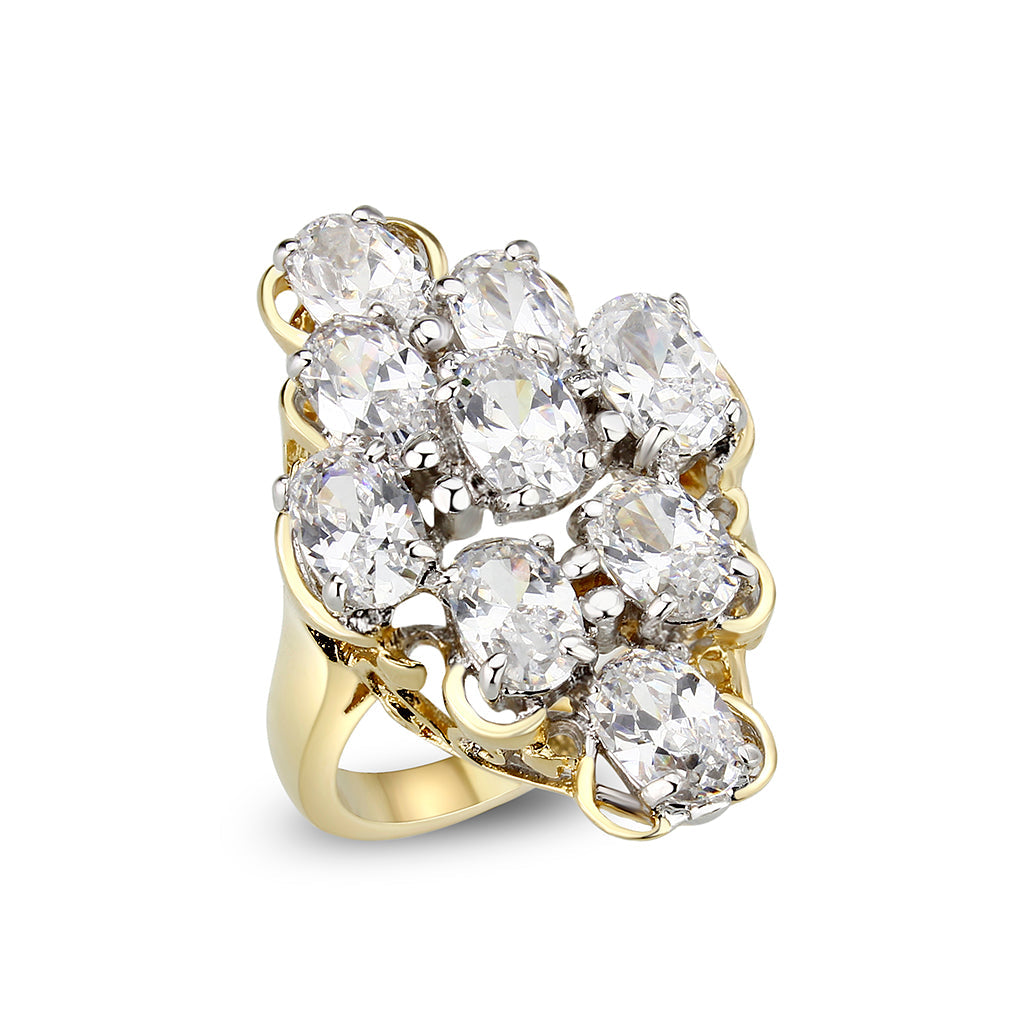 IP Gold Plated Ring with CZ In Clear