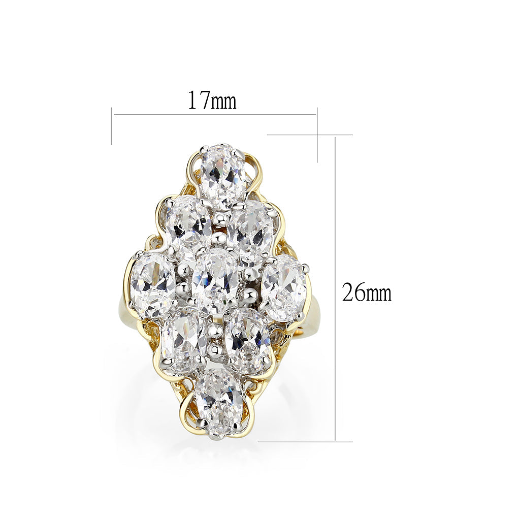 IP Gold Plated Ring with CZ In Clear