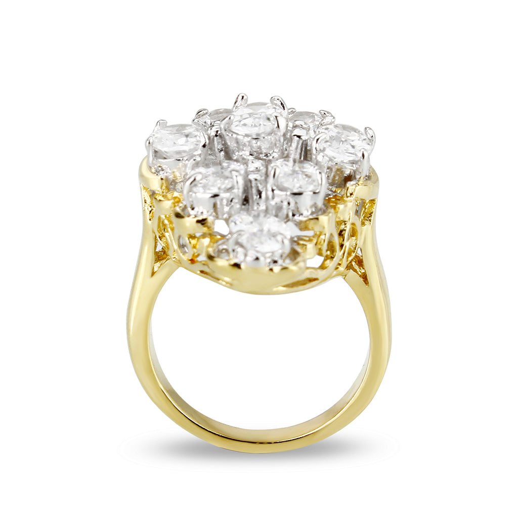 IP Gold Plated Ring with CZ In Clear