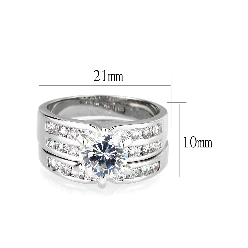 Rhodium Plated Ring with CZ In Clear