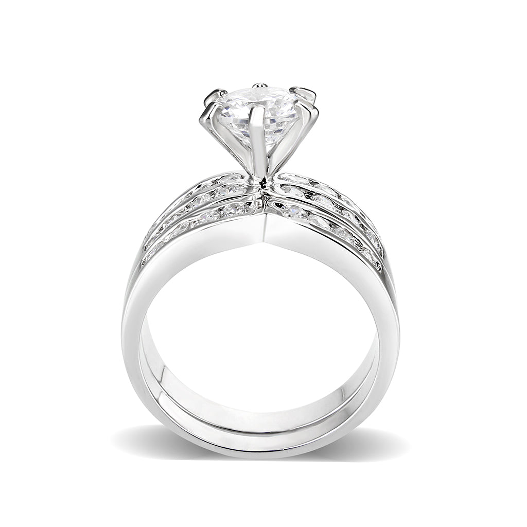 Rhodium Plated Ring with CZ In Clear