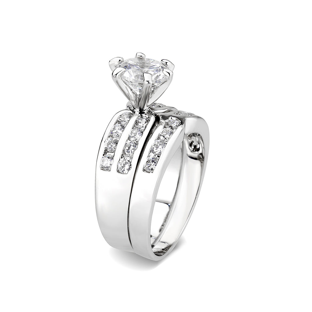 Rhodium Plated Ring with CZ In Clear