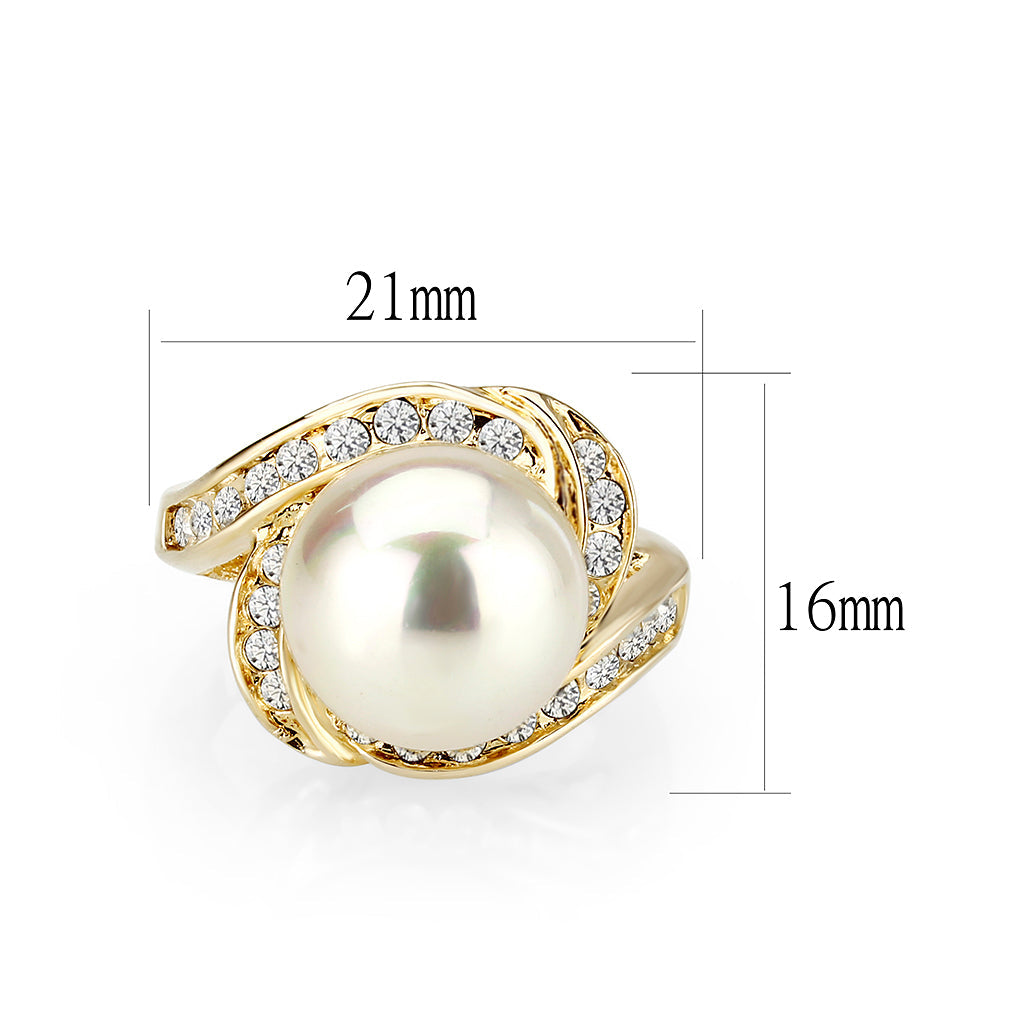 IP Gold Plated Ring with Peral In White