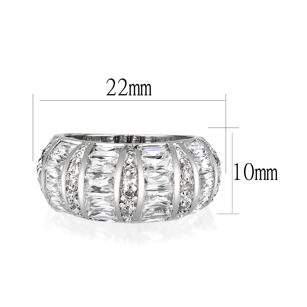 Rhodium Plated Ring with Crystal Glass In Clear