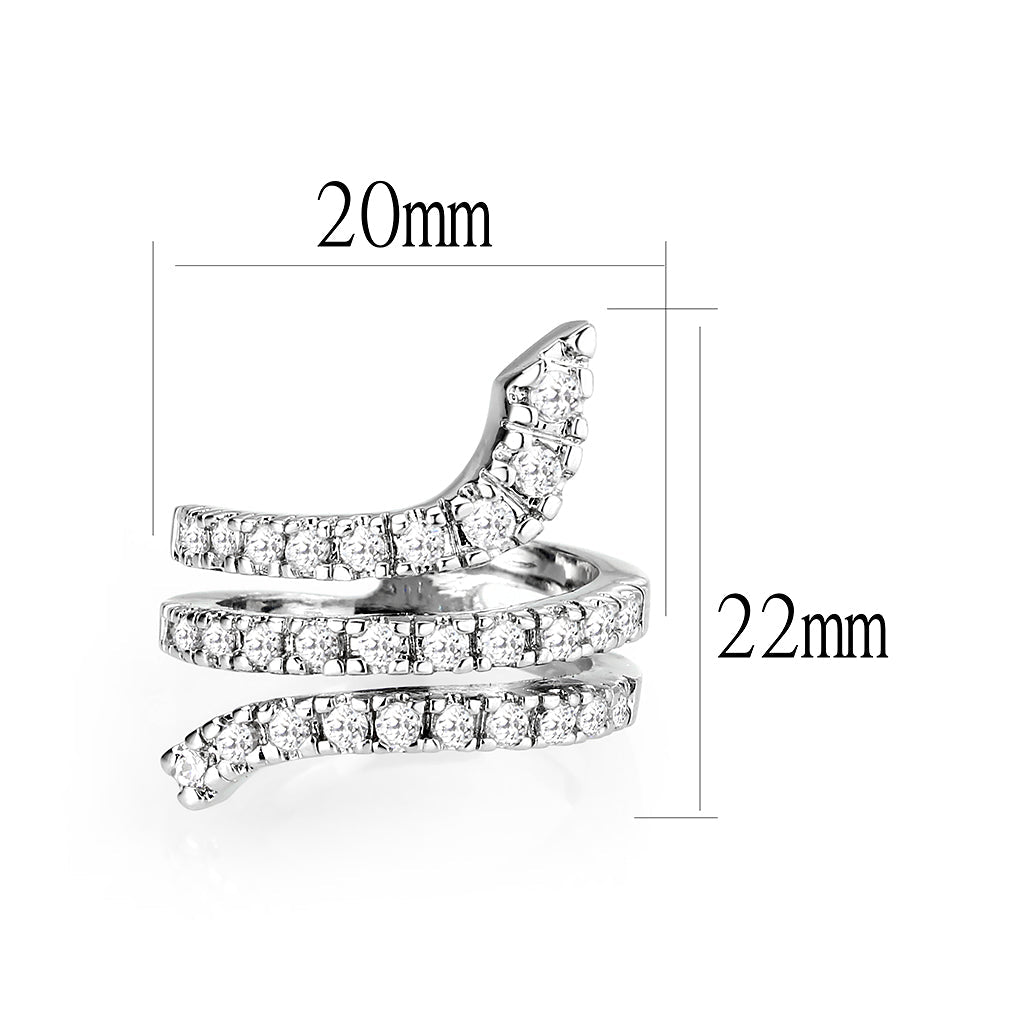 Rhodium Plated Ring with Crystal Glass In Clear