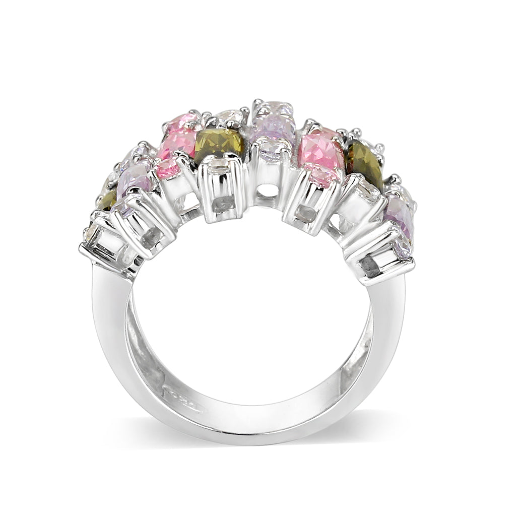 Rhodium Plated Brass Ring with CZ